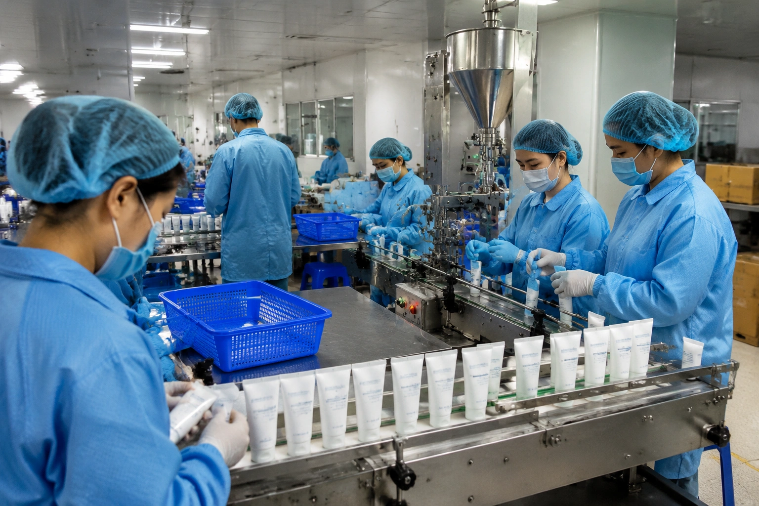 Hair removal product bulk production and filling process